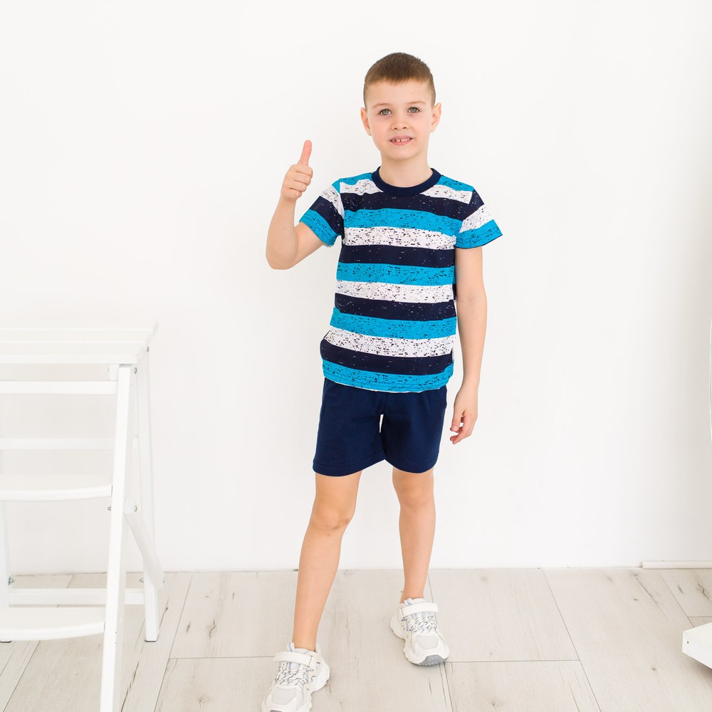 Комплект для мальчика на лето футболка и шорты 00002855, 122-128 см, 6-7 лет