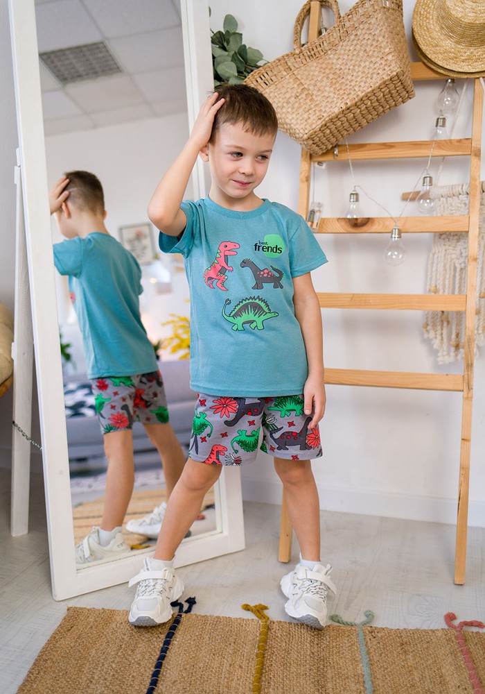 Комплект для хлопчика на літо футболка і шорти 00002017, 122-128 см, 6-7 років