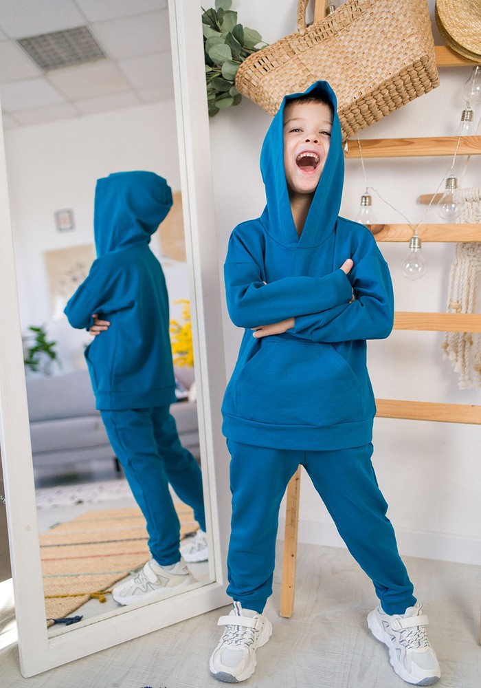 Костюм дитячий спортивний худі і штані синій 00001620, 110-116 см, 5 років