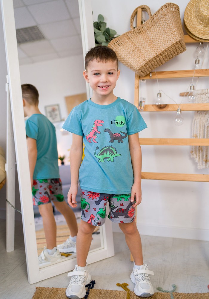 Комплект для мальчика на лето футболка и шорты 00002017, 122-128 см, 6-7 лет