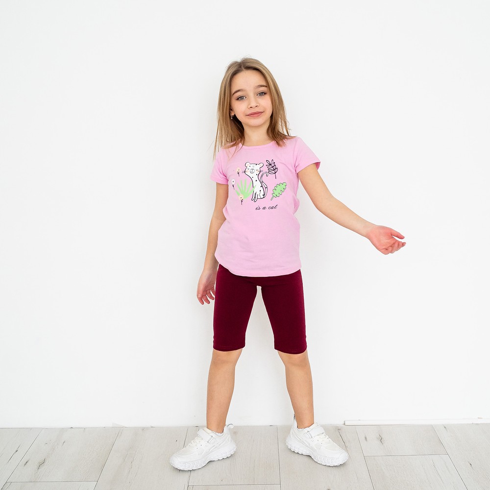 Комплект для дівчинки на літо футболка і шорти 00002873, 122-128 см, 6-7 років