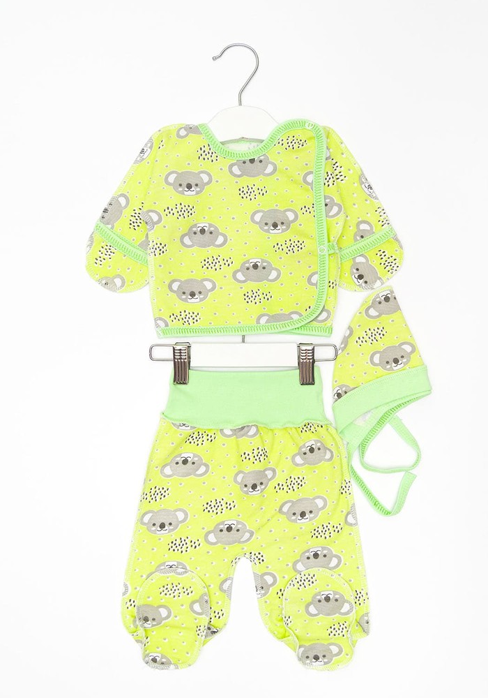Комплект для новонародженого сорочка, повзунки і чепчик з начосом 00001633, 056