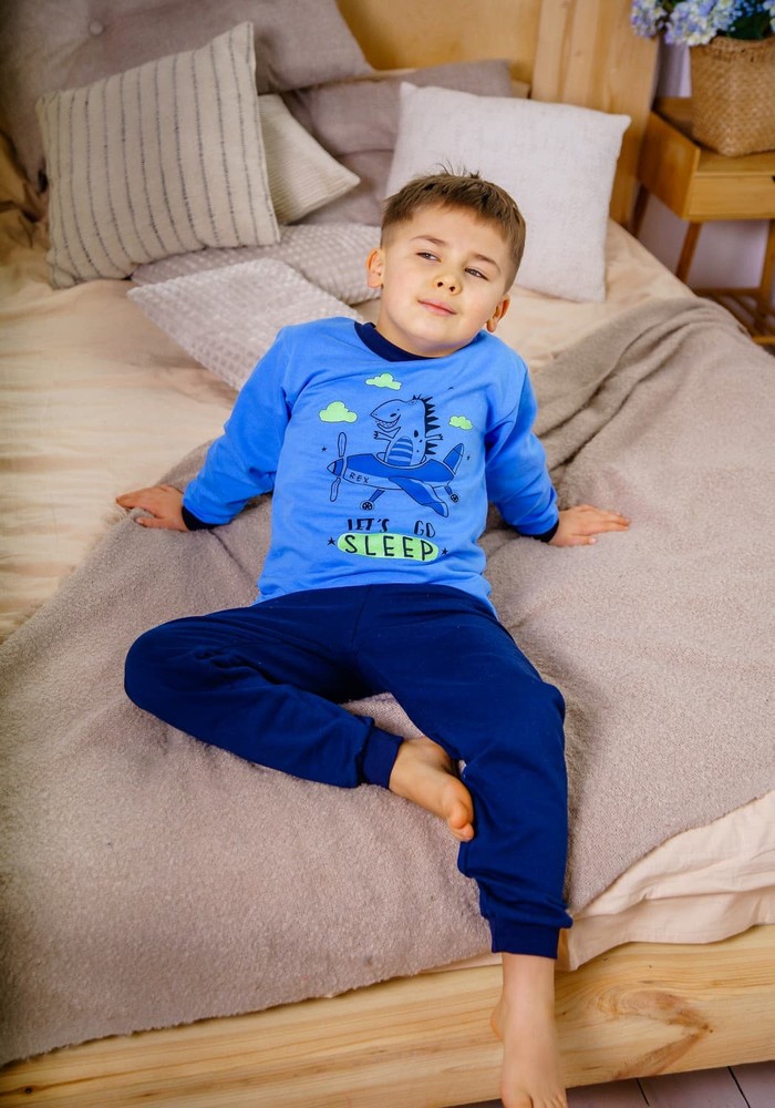 Пижама для мальчика светящаяся теплая с динозавром 00000511, 86-92 см, 2 года