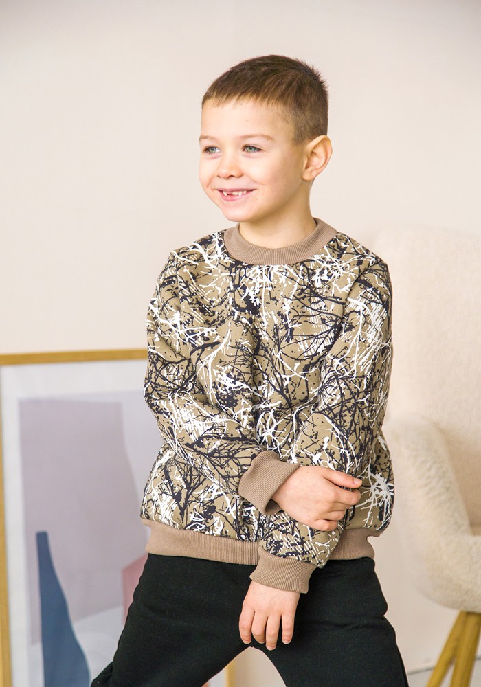 Світшот для хлопчика трьохнитка з начосом бежевий 00002689, 86-92 см, 2 роки