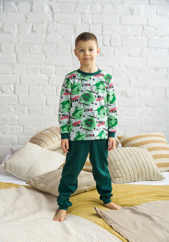 Піжама для хлопчика з динозавром інтерлок 00002466, 98-104 см, 3-4 роки