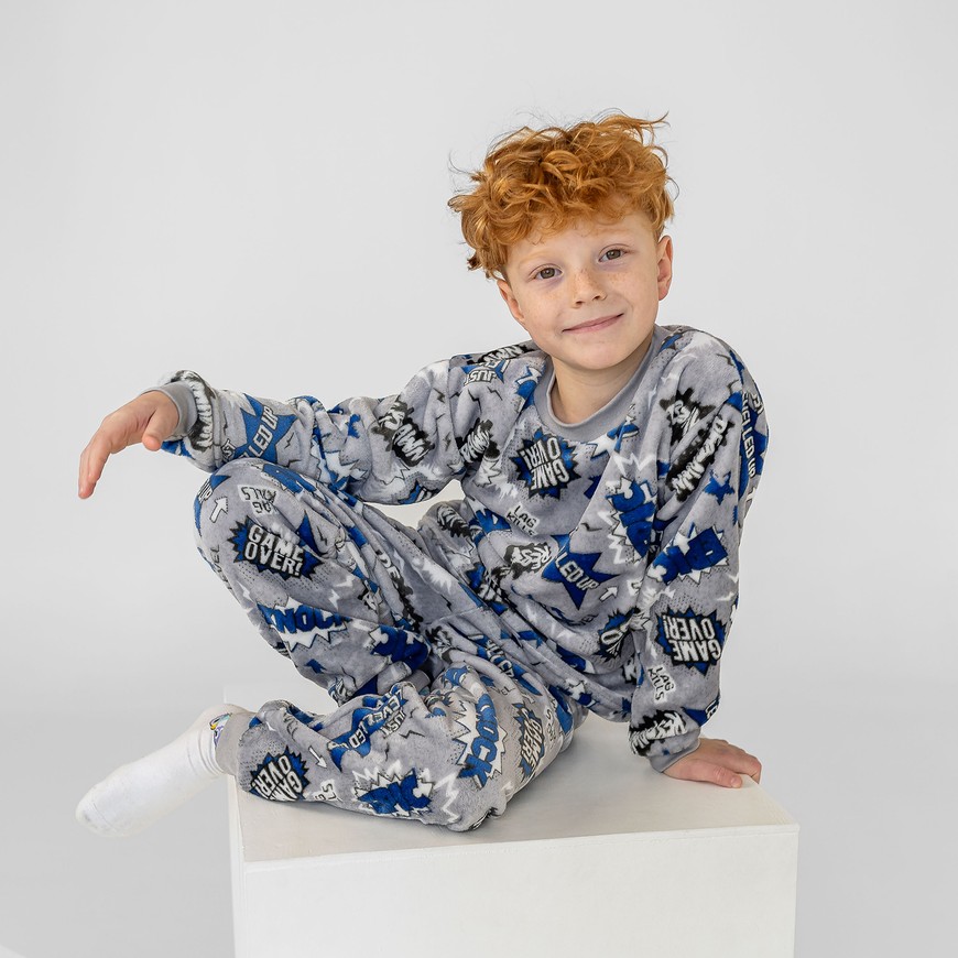 Пижама для мальчика теплая вельсофт 00003273, 86-92 см, 2 года