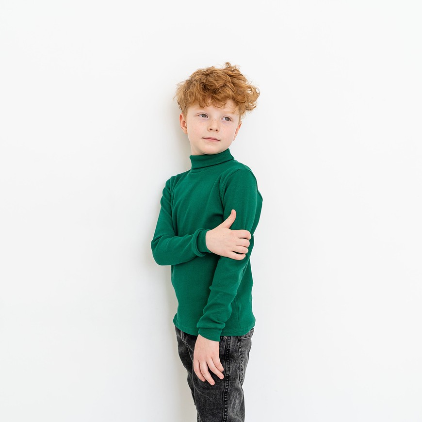 Водолазка для мальчика зеленая 00003526, 134-140 см, 8-9 лет