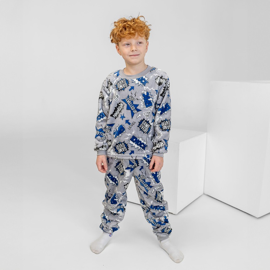 Пижама для мальчика теплая вельсофт 00003273, 98-104 см, 3-4 года