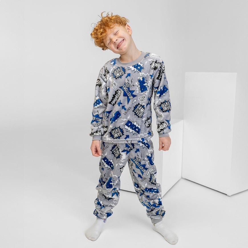 Пижама для мальчика теплая вельсофт 00003273, 86-92 см, 2 года