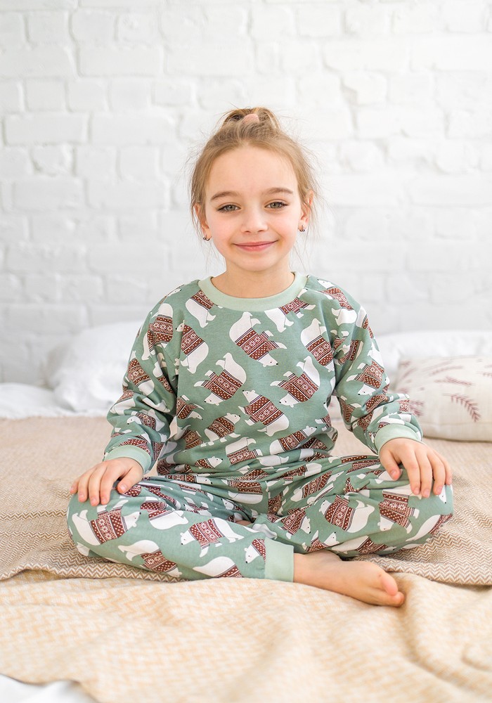 Пижама для девочки с начесом 00002699, 122-128 см, 6-7 лет