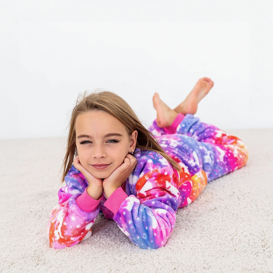 Піжама для дівчинки тепла вельсофт з єдинорогами 00003041, 134-140 см, 8-9 років