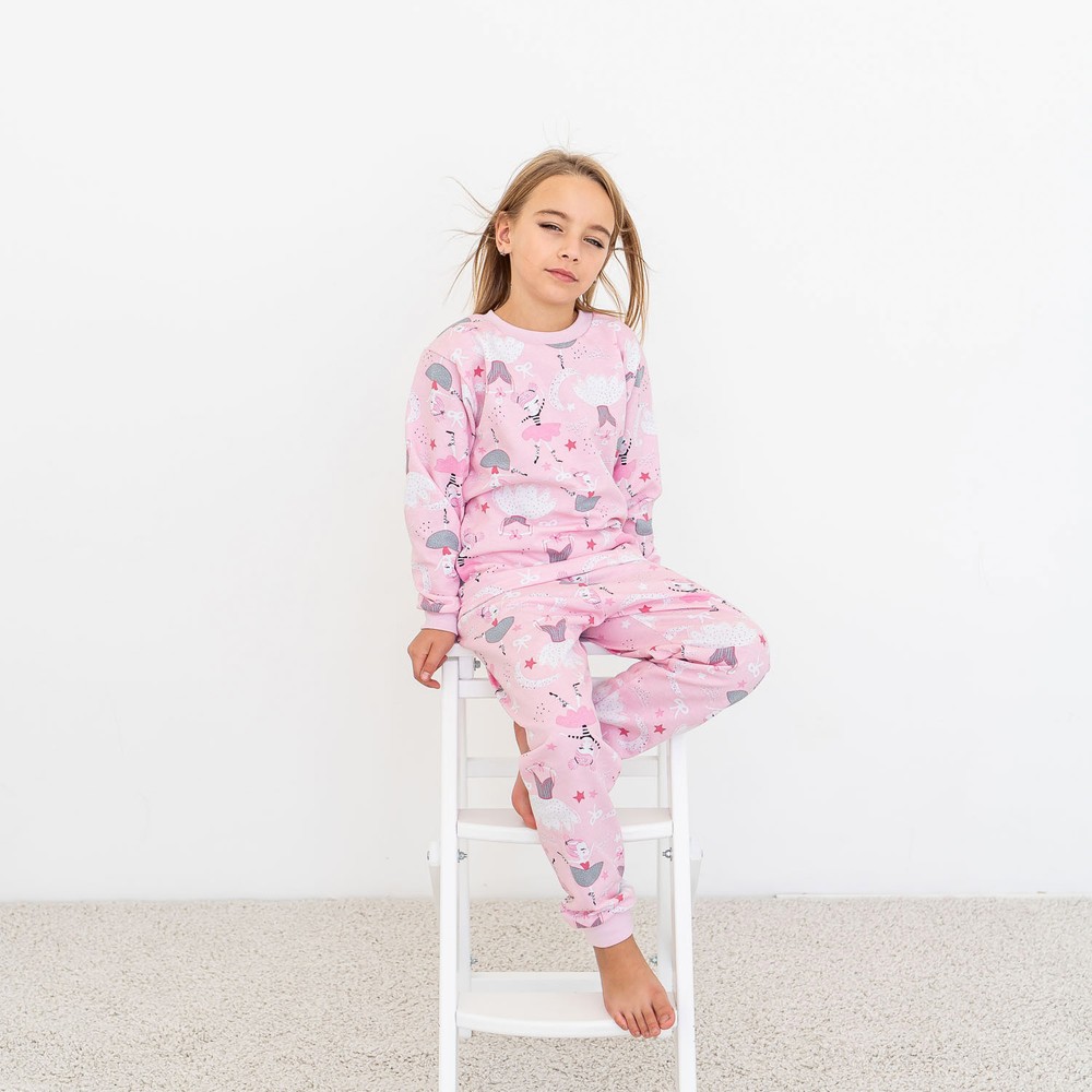 Пижама для девочки теплая с начесом 00003192, 122-128 см, 6-7 лет