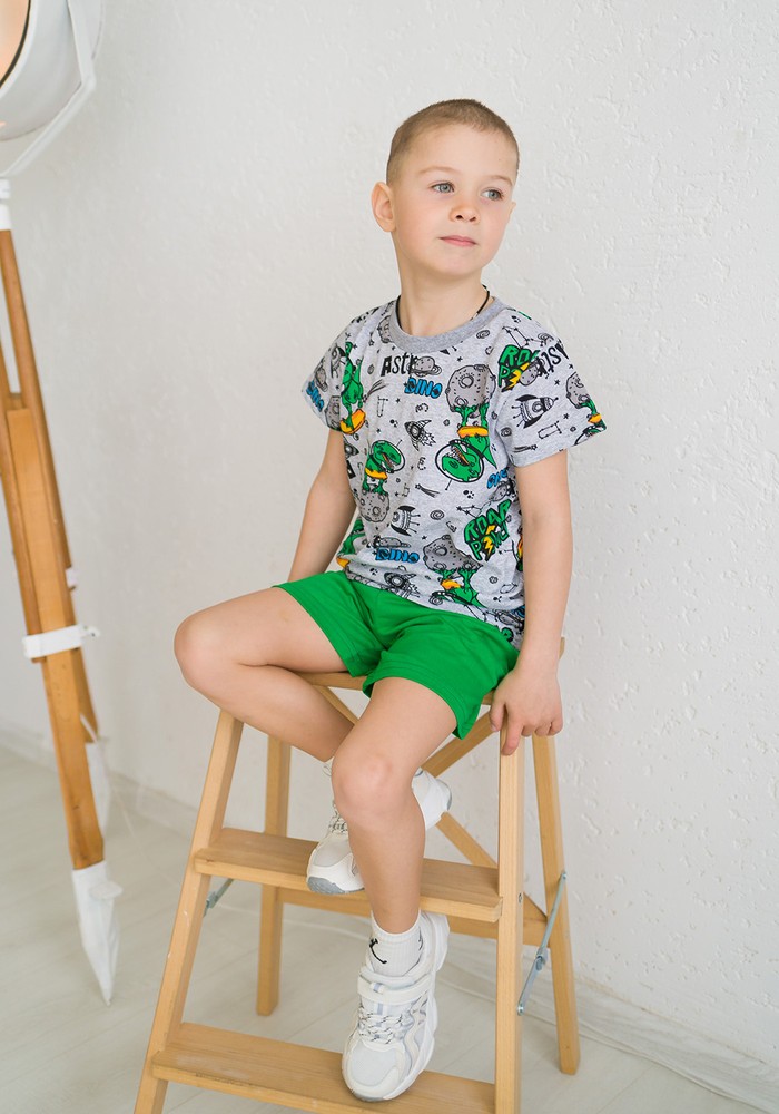 Комплект для мальчика на лето футболка и шорты 00002241, 122-128 см, 6-7 лет