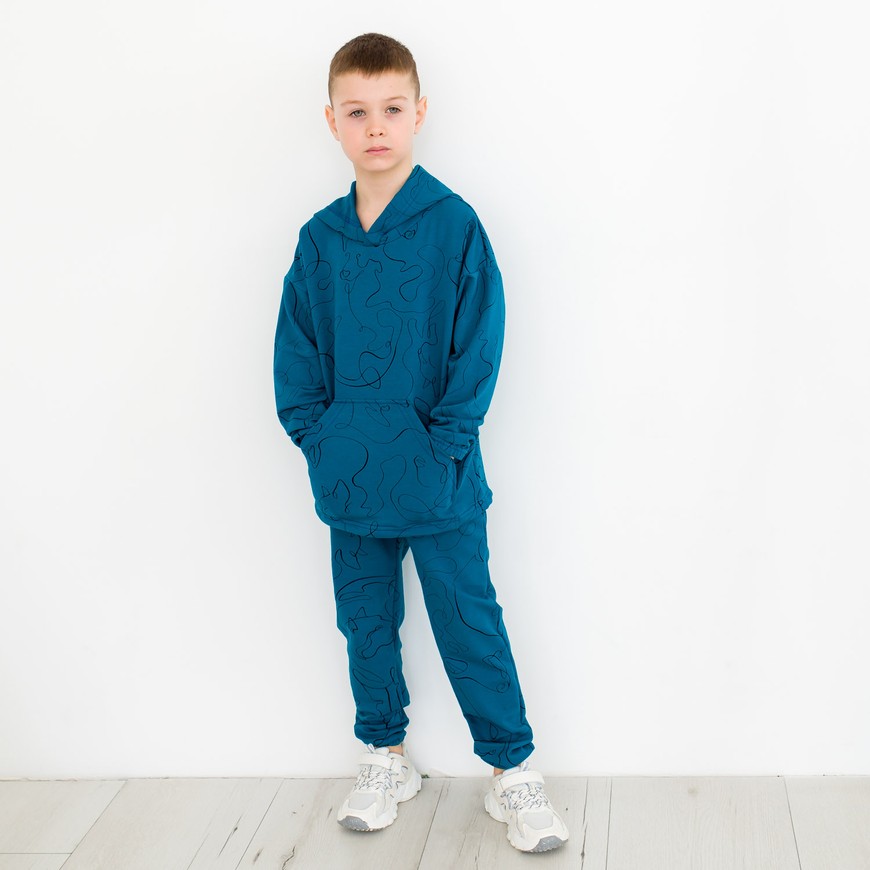 Костюм для хлопчика спортивний кофта з капюшоном і штани 00003454, 122-128 см, 6-7 років