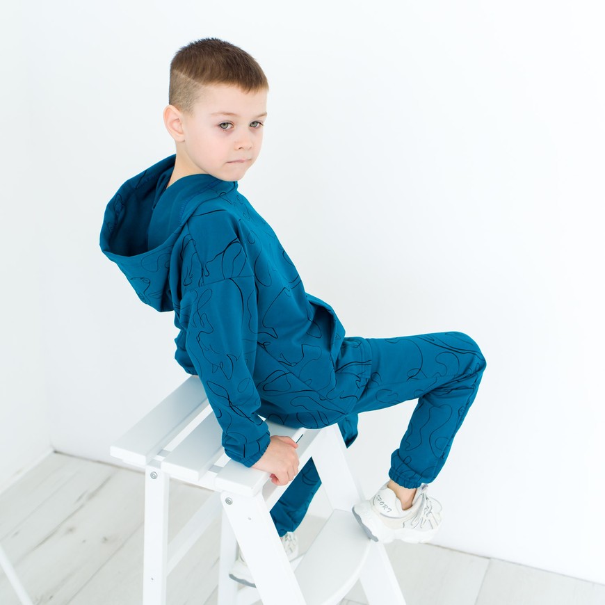 Костюм для мальчика спортивный кофта с капюшоном и штаны 00003454, 110-116 см, 5 лет