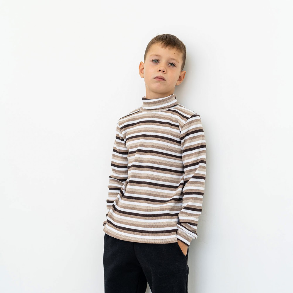 Водолазка для хлопчика з начосом смугаста 00003149, 122-128 см, 6-7 років