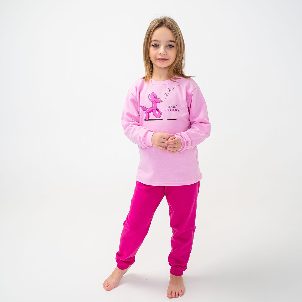 Пижама для девочки теплая с начесом 00003345, 86-92 см, 2 года