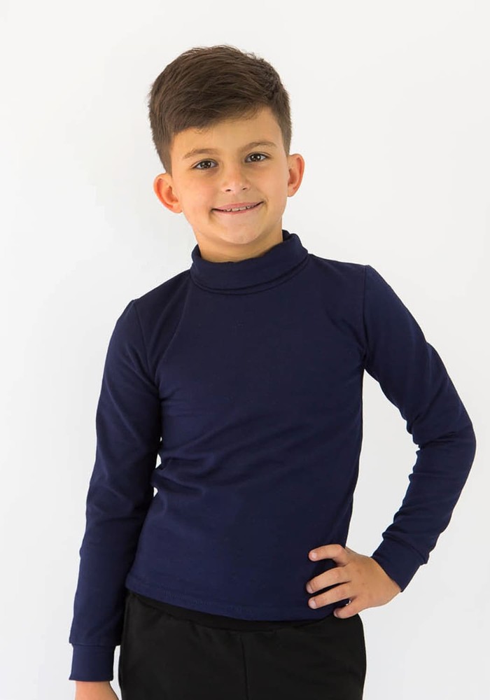 Водолазка для мальчика темно синяя школьная теплая 00000371, 98-104 см, 3-4 года