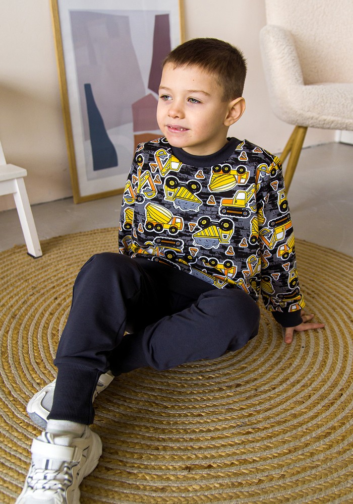 Штаны для мальчика двунитка хлопковая серая 00002730, 86-92 см, 2 года
