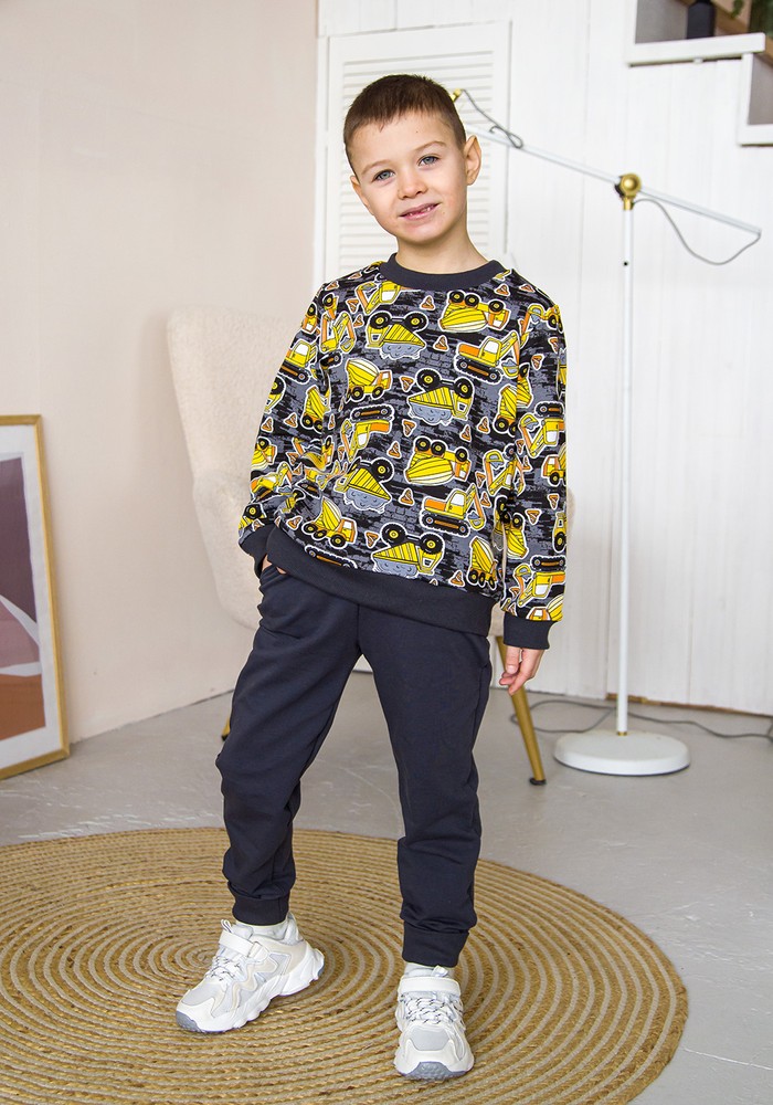 Штани для хлопчика двонитка бавовняна сірі 00002730, 122-128 см, 6-7 років