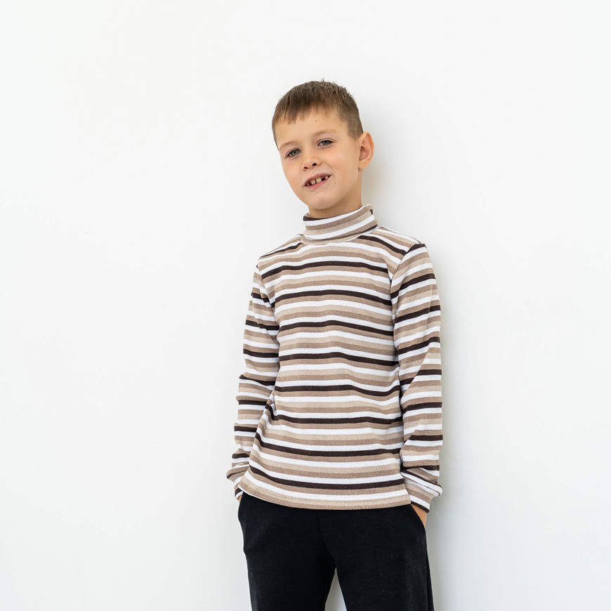 Водолазка для мальчика с начесом полосатая 00003149, 110-116 см, 5 лет