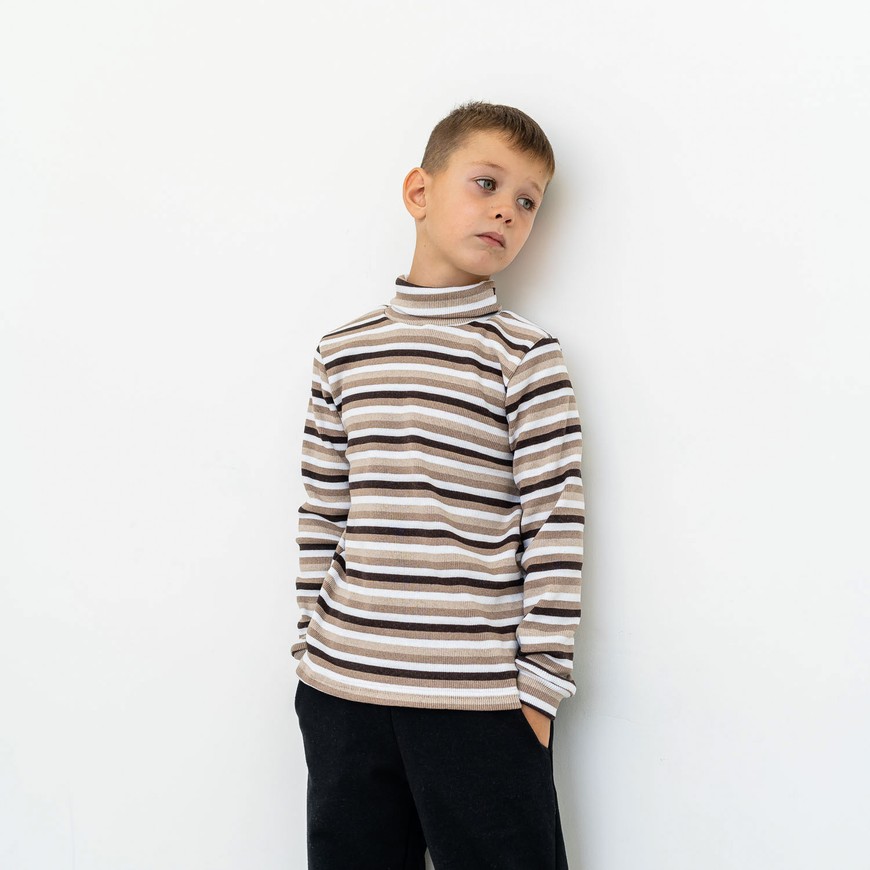 Водолазка для хлопчика з начосом смугаста 00003149, 110-116 см, 5 років
