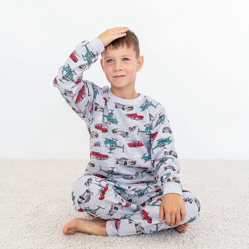 Пижама для мальчика теплая с начесом 00003195, 86-92 см, 2 года