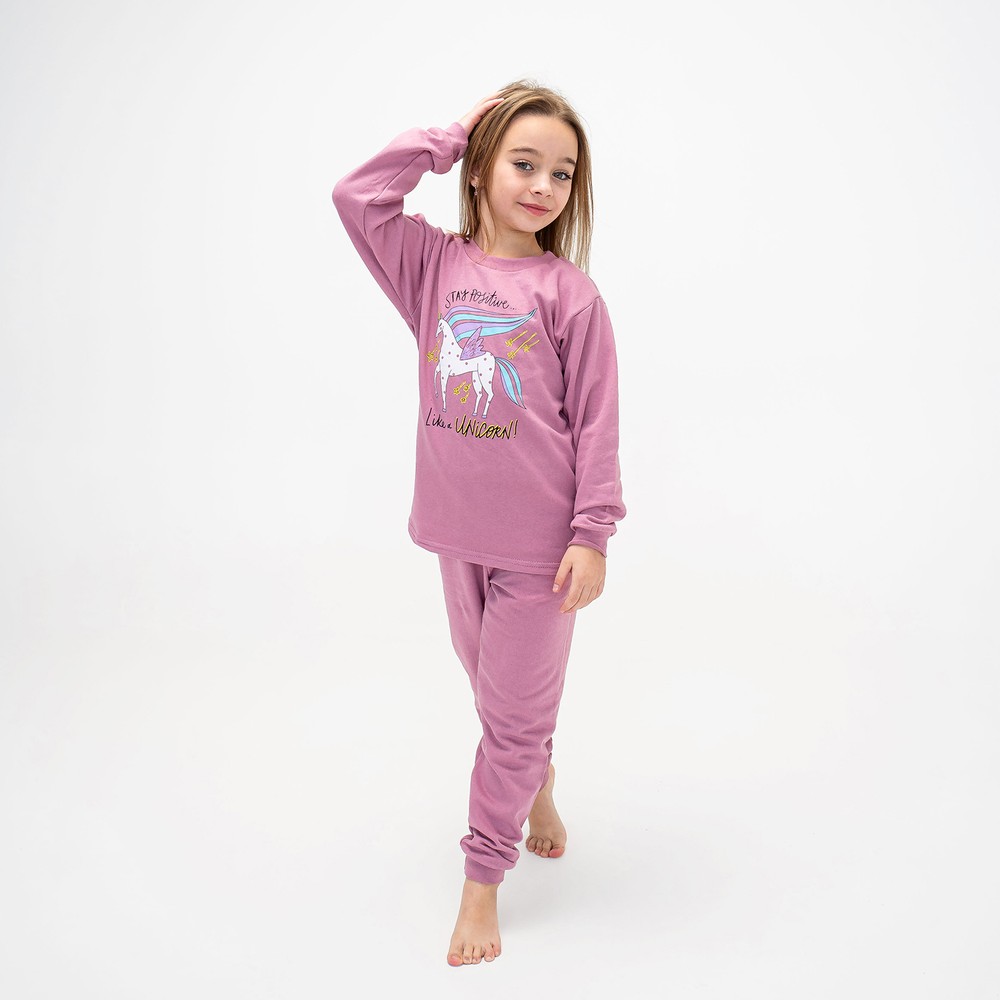 Пижама для девочки теплая с начесом 00003339, 134-140 см, 8-9 лет