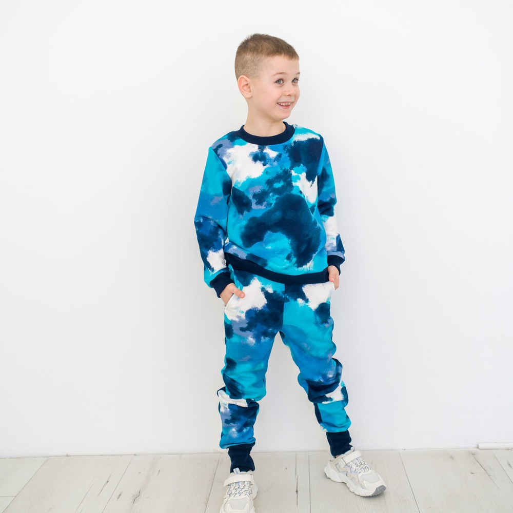 Костюм для мальчика свитшот и штаны трехнитка петля 00002767, 122-128 см, 6-7 лет