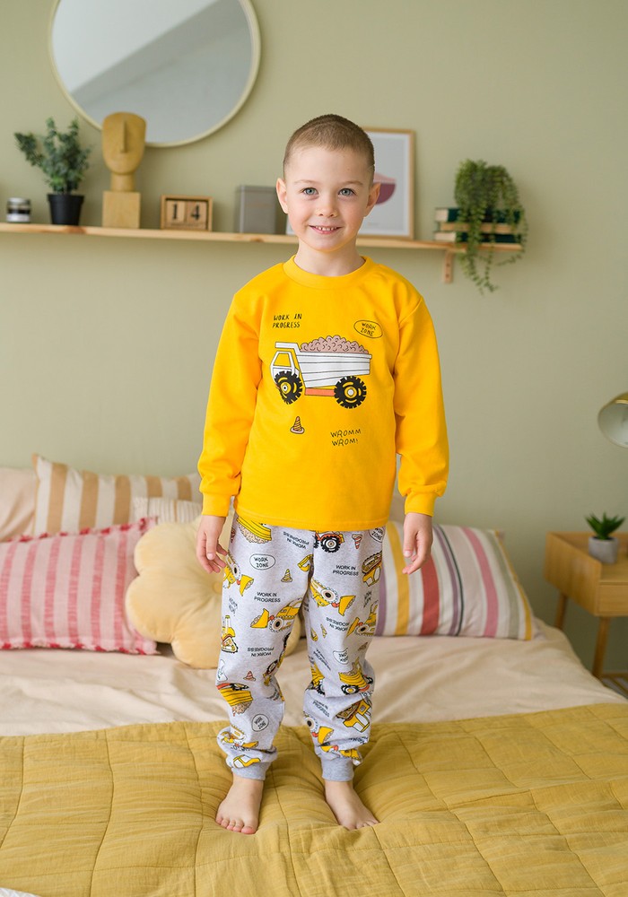 Пижама для мальчика теплая с начесом 00001758, 86-92 см, 2 года