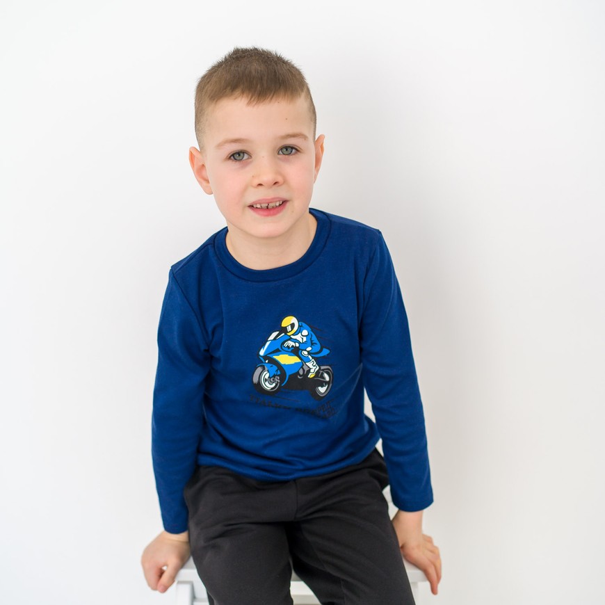 Лонгслів для хлопчика інтерлок синій 00002569, 98-104 см, 3-4 роки
