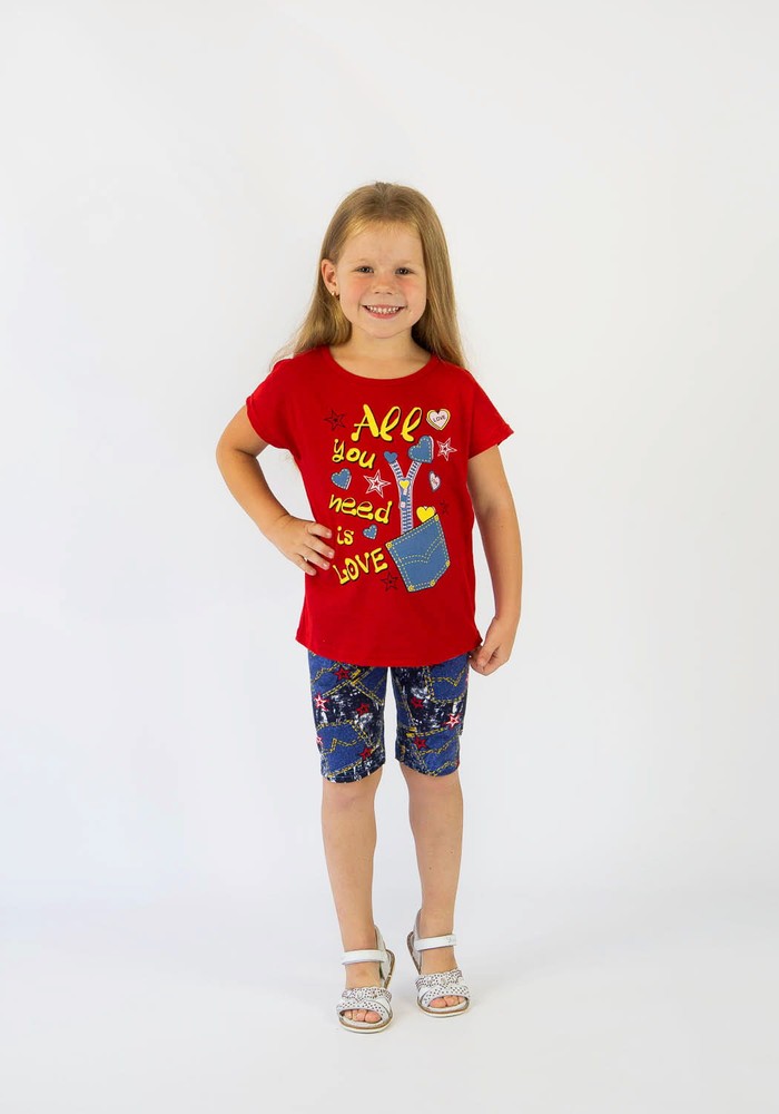 Комплект для дівчинки на літо футболка і велосипедки 00000282, 86-92 см, 2 роки