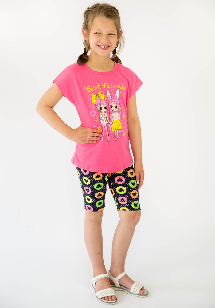 Комплект для девочки на лето футболка и велосипедки 00000098, 86-92 см, 2 года