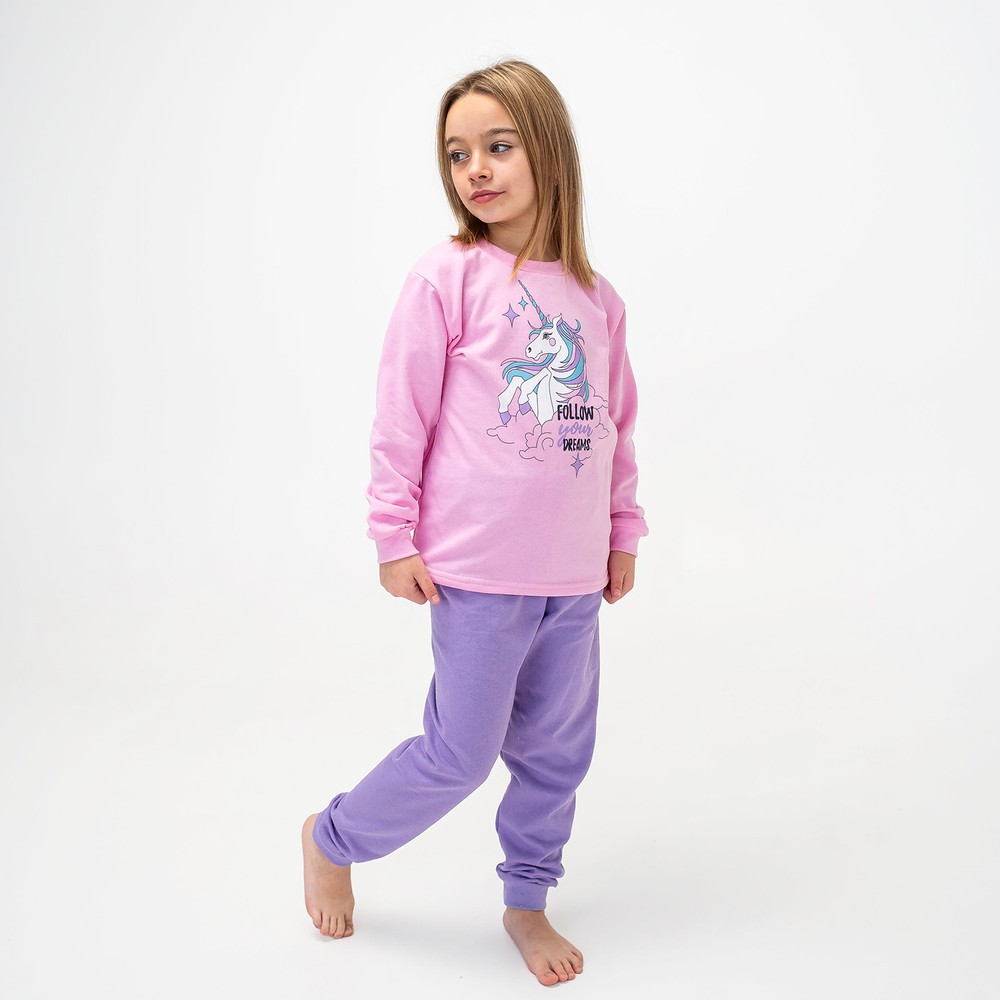 Пижама для девочки теплая с начесом 00003346, 134-140 см, 8-9 лет