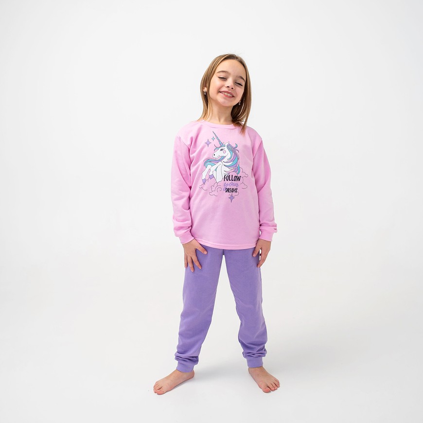 Пижама для девочки теплая с начесом 00003346, 86-92 см, 2 года