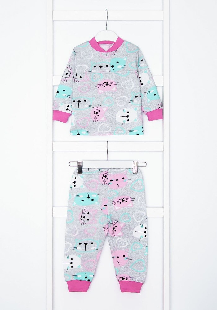 Пижама для девочки теплая с начесом 00001049, 74-80