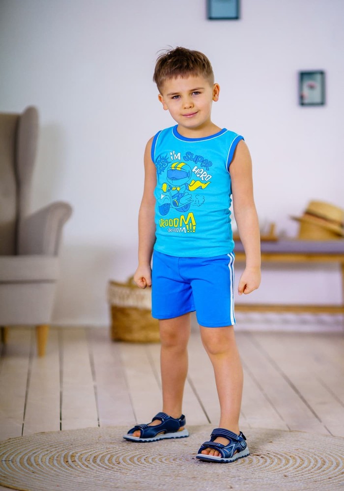 Комплект для мальчика на лето безрукавка и шорты 00000284, 74-80 см, 1 год