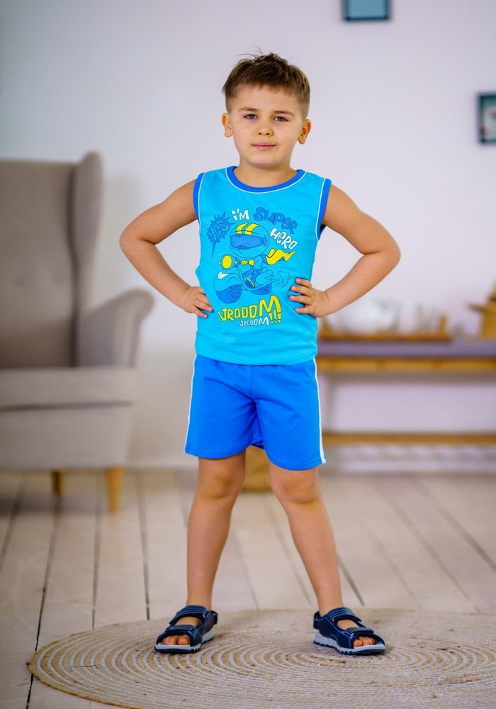 Комплект для мальчика на лето безрукавка и шорты 00000284, 74-80 см, 1 год