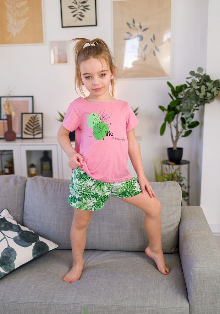 Піжама для дівчинки літня футболка і шорти 00002072, 86-92 см, 2 роки