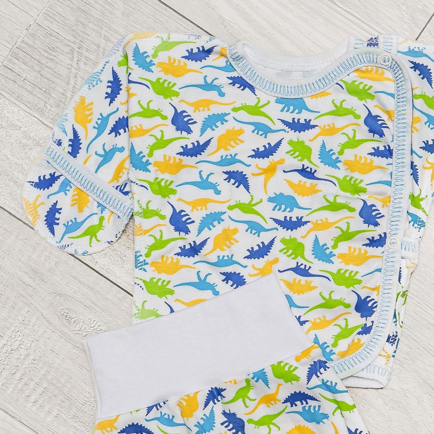 Комплект для новонародженого хлопчика сорочка, повзунки і шапочка 00003627, 50-56 см, 0-1 місяць