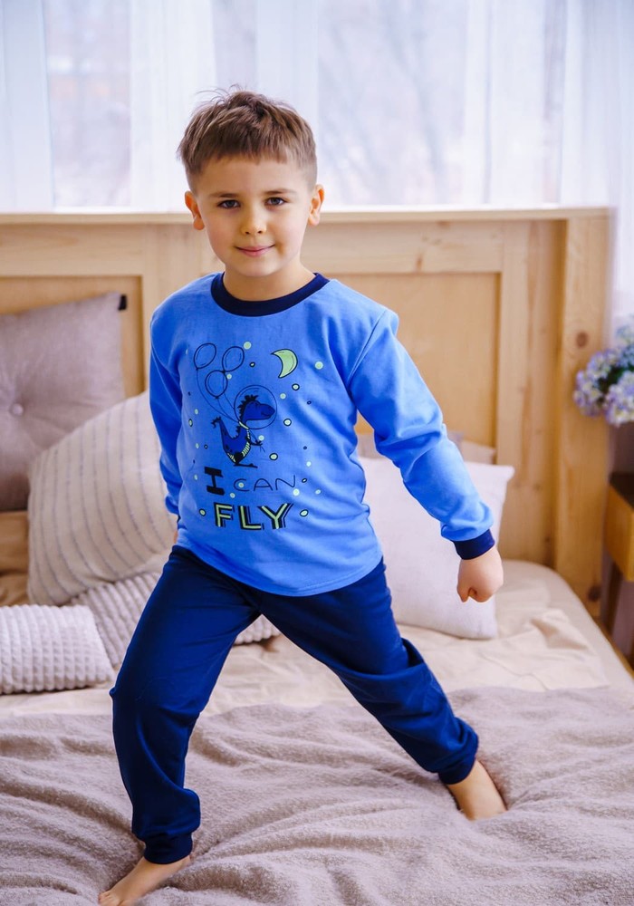 Піжама для хлопчика що світиться тепла з динозавром 00000512, 86-92 см, 2 роки
