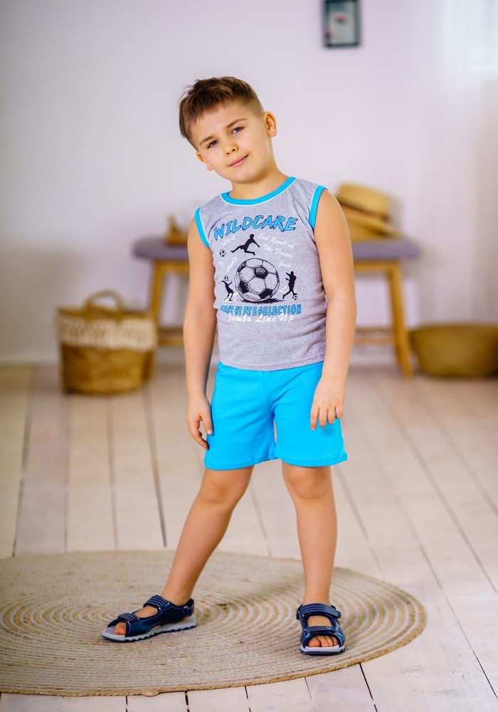 Комплект для мальчика на лето безрукавка и шорты 00000103, 74-80 см, 1 год