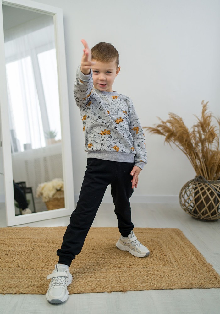 Штани для хлопчика з начосом чорні 00002000, 98-104 см, 3-4 роки